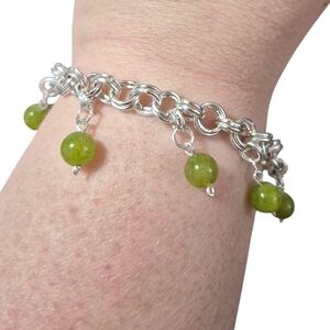 Handcrafted Chainmaille and Jade Bead Bracelet